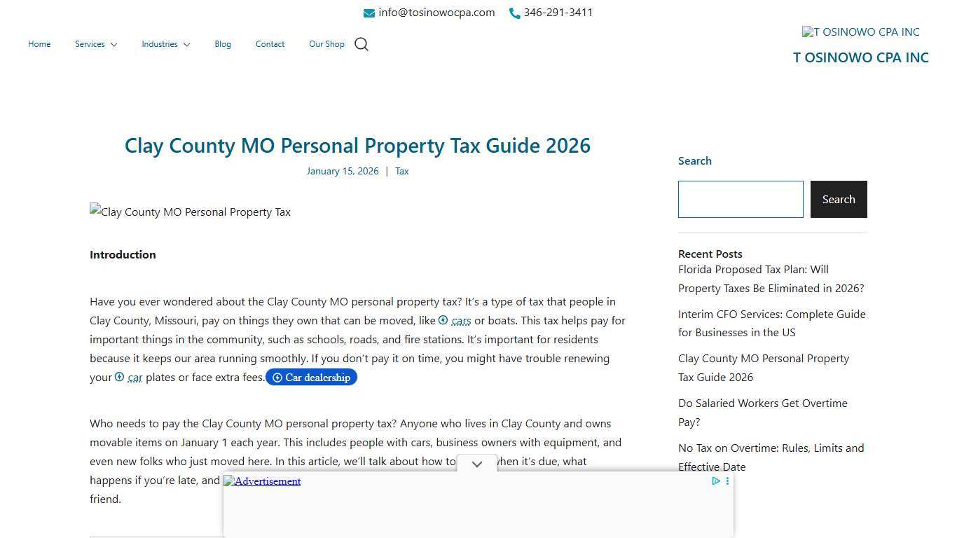 Clay County MO Personal Property Tax Guide 2026