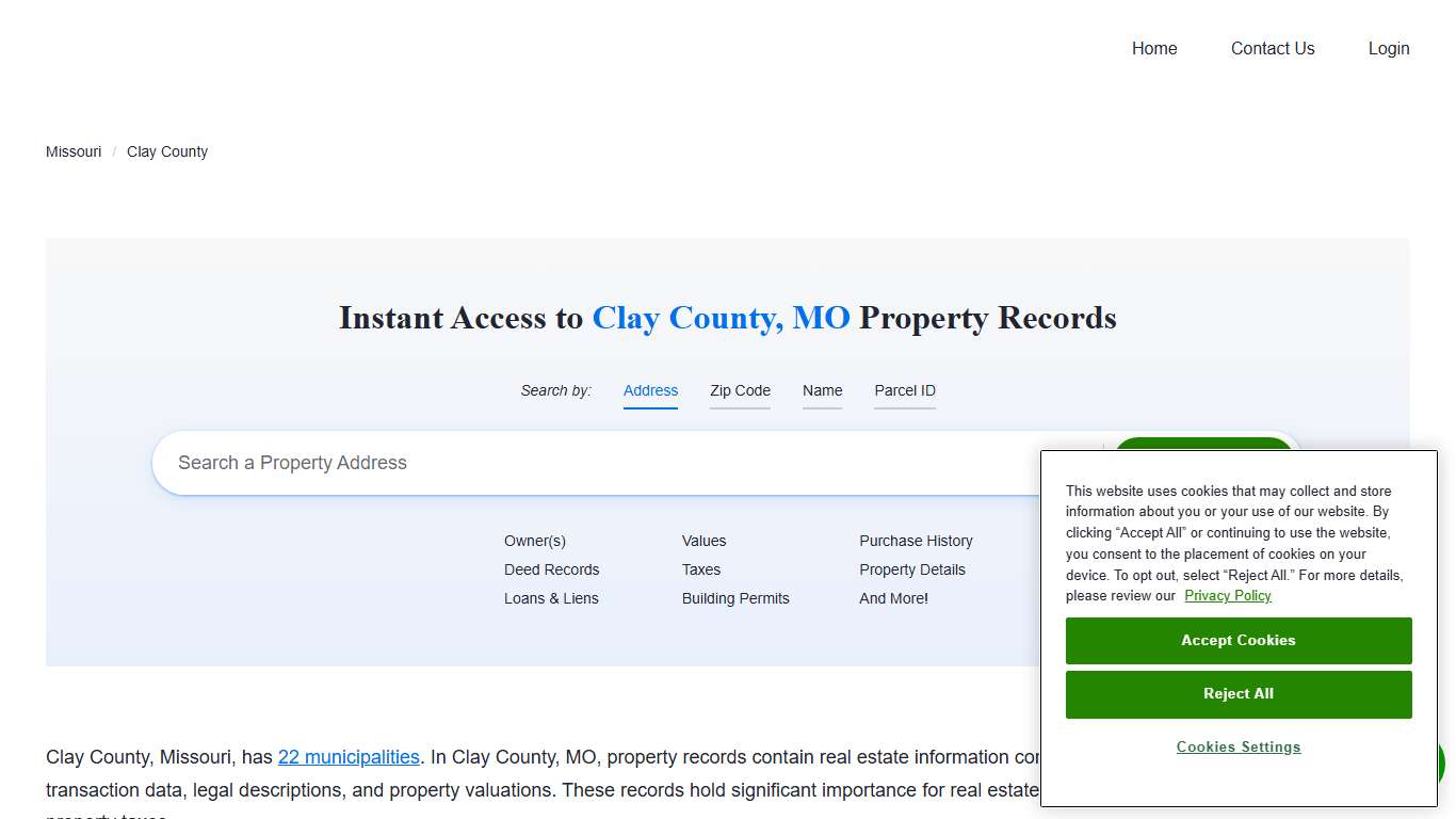 Clay County, MO Property Records Owners, Deeds, Permits